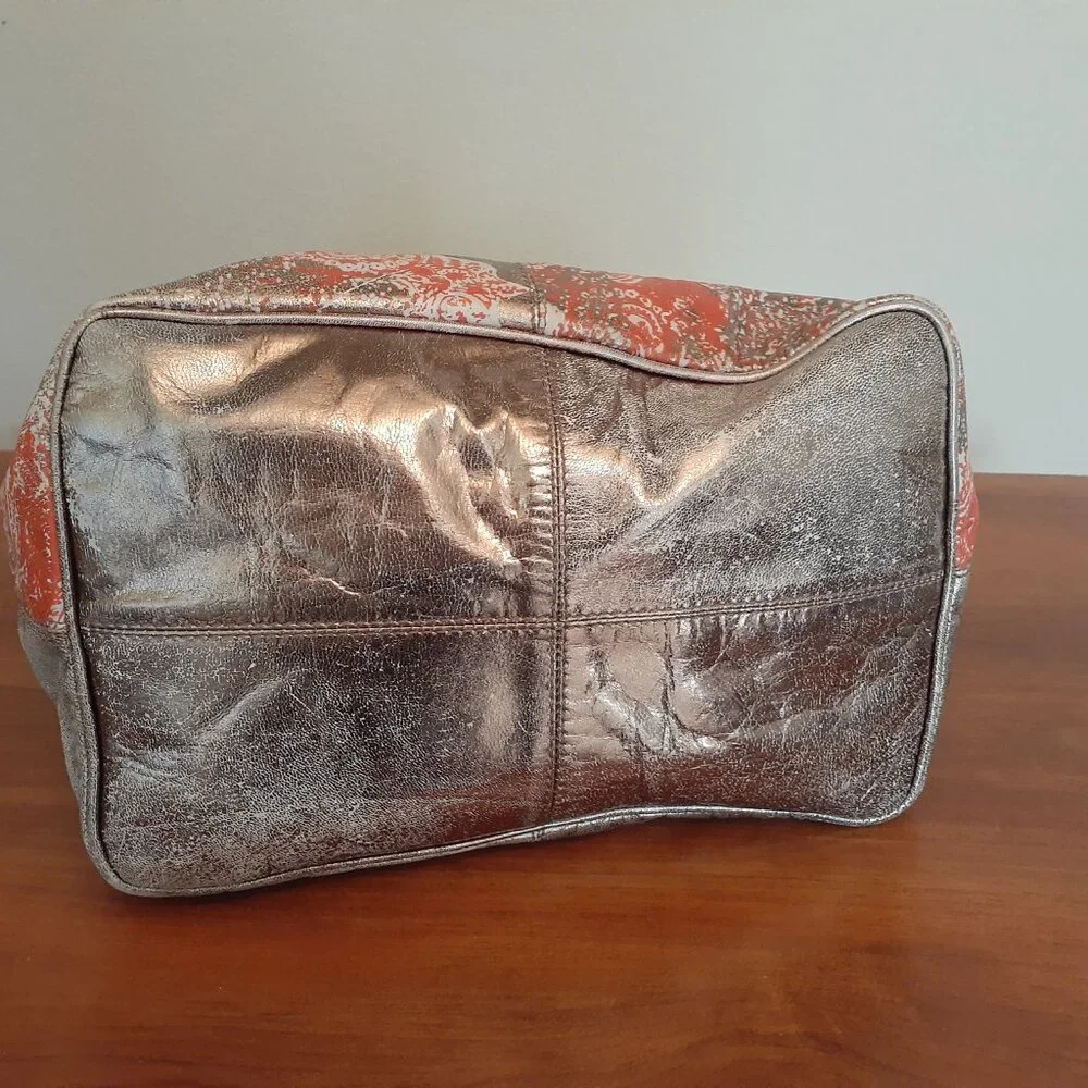 Jasper & Jerra Leather Metallic Print Bag